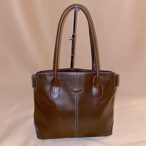 TOD'S Sleek & Slender Dark Brown Leather Shoulder Bag EUC